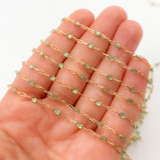 Gold Filled Green Shade Color Opal Enamel Cable Chain